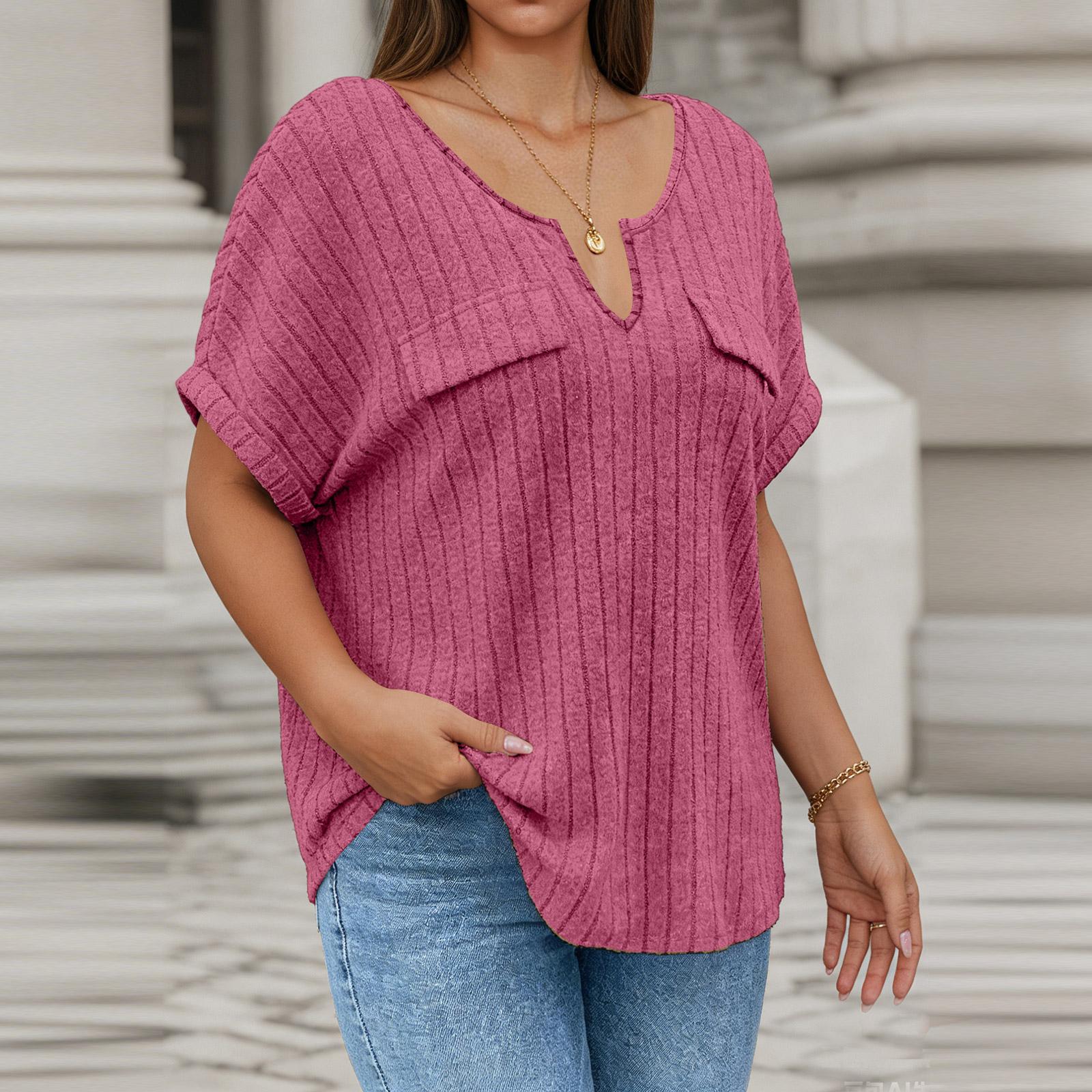 

Women s Color Plus Size Cross V-Neck Long Sleeved Pullover T-shirt Top XL