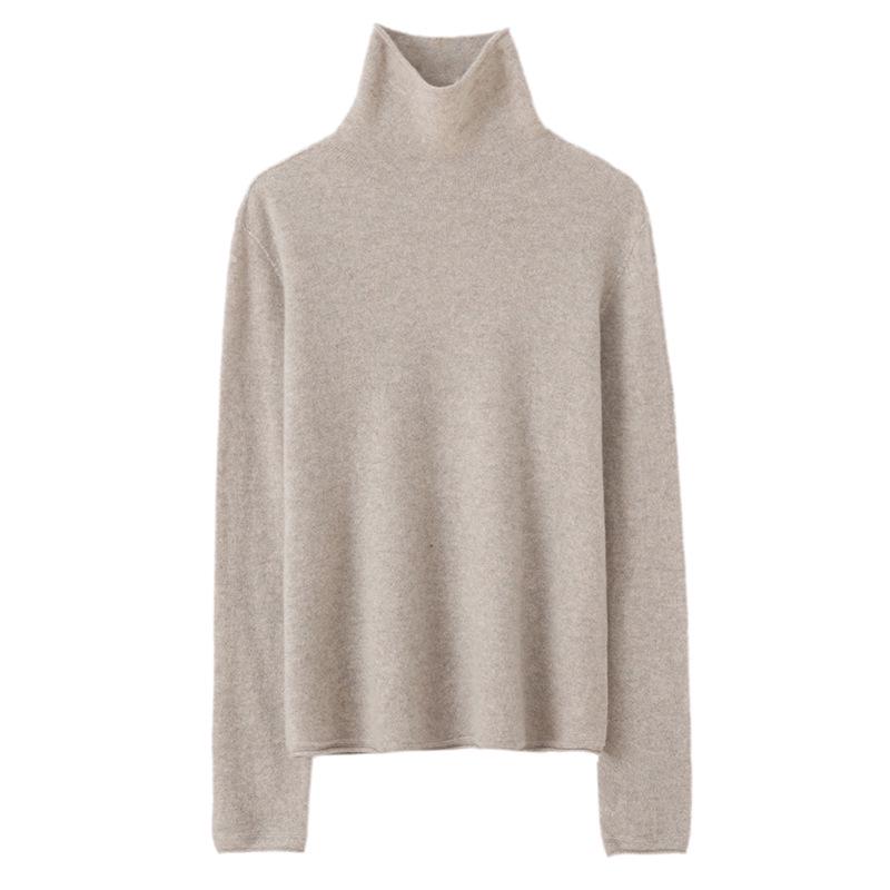 Lekasha Women's 100% Pure Cashmere High Neck Seamless Knit Jacket for Autumn and Winter