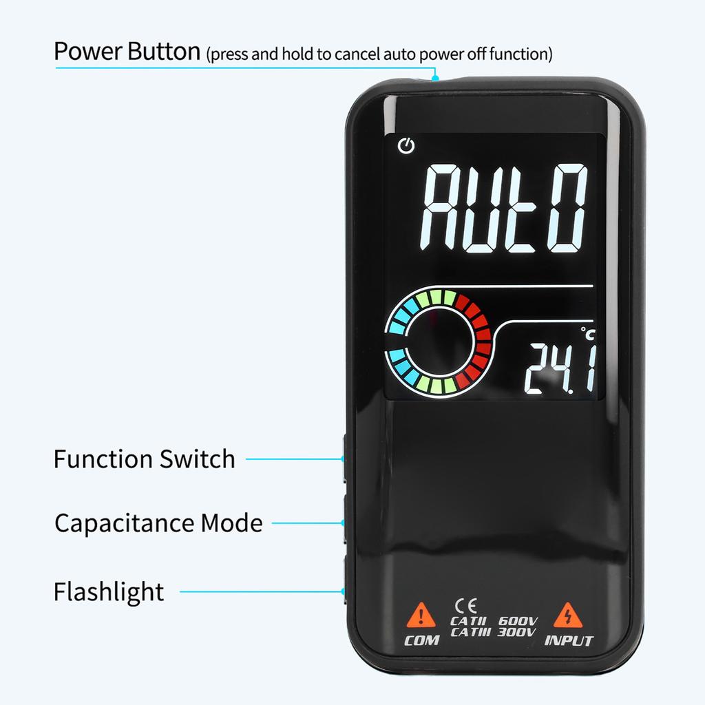 Color LCD Multimeter Rechargeable Digital Multimeter Auto Ranging High Accuracy AC Voltage Meter with Color LCD Screen