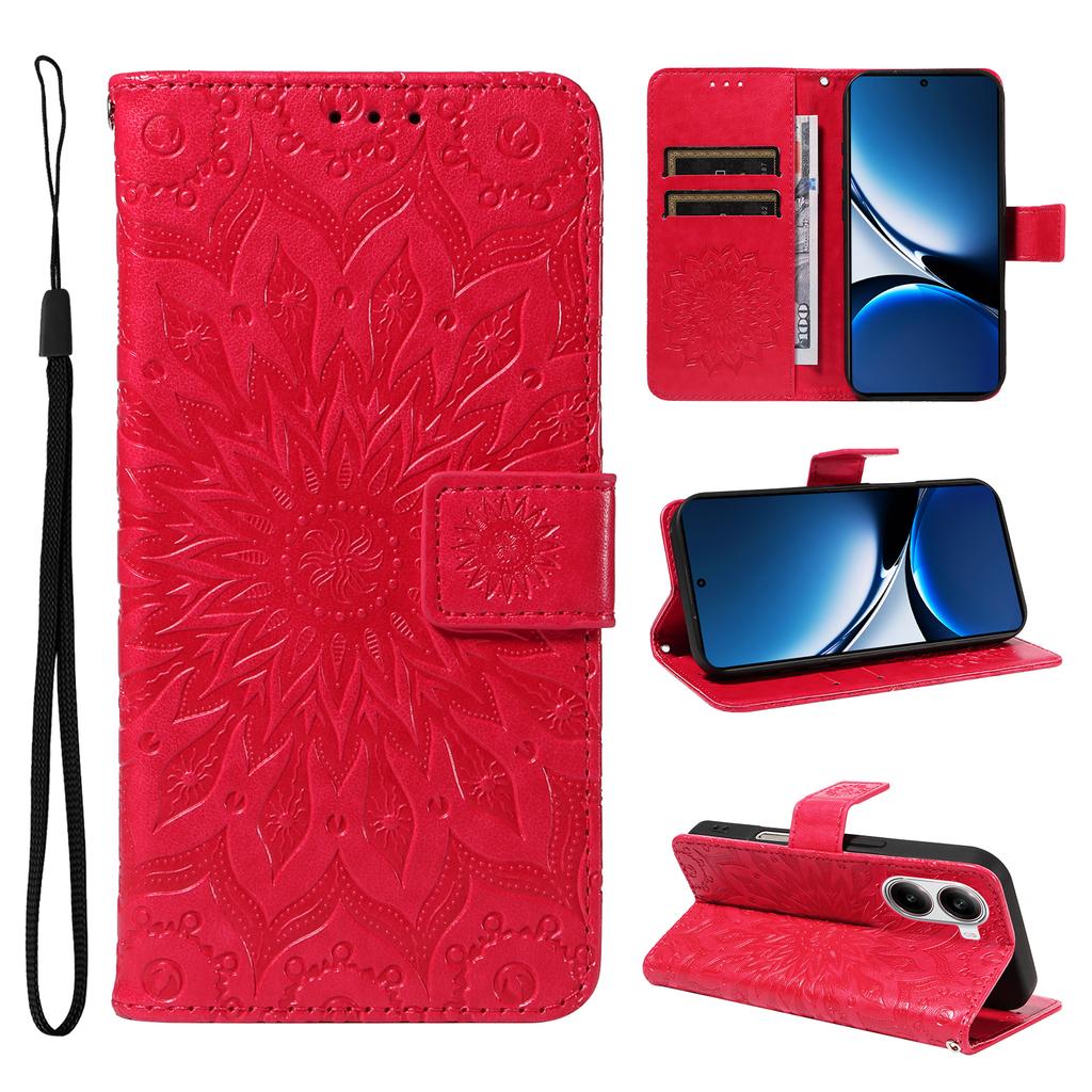 Pro Xiaomi Redmi Turbo 4 5G Pouzdro na telefon Slunečnice Vytištěné Kožené Peněženkové Stojánkové Pouzdro s Poutkem