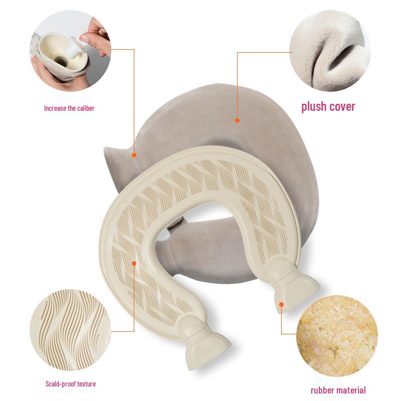 

U-Shaped Rubber Hot Water Bottle with Cloth Cover for Shoulder and Neck Warmth and Hot Compress