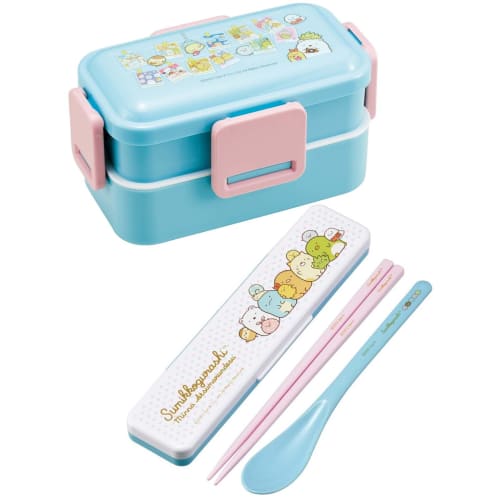 Skater Lunch Box 2 Tiers 600ml for Women Antibacterial Fluffy Dome Lid Sumikko Gurashi Atsumarundo Made In Japan PFLW4AG-A