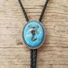 Men's Western Adjustable Bolo Tie with Stone Pendant Braided Leather Rope Necktie Shirt Collar Chain Jewelry Necklace