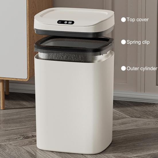 Smart Trash Bin with Sensor 12/14/16L Automatic Open Lid Garbage Storage Box Garbage Bin Odor Isolation Trash Can for Kitchen Bathroom Bedroom