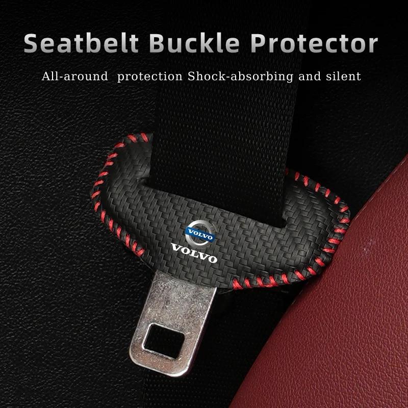 Protezione fibbia cintura di sicurezza interna auto Tappetino in pelle antigraffio per Volvo XC40 XC60 XC70 XC90 V40 V60 V90 S60 S80 S90