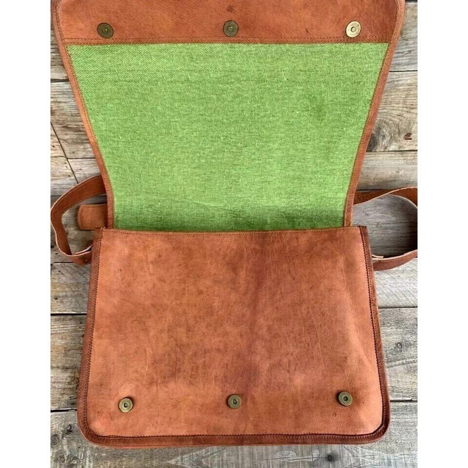 Men's Leather Vintage Laptop Messenger Handmade Briefcase Bag Satchel Gift Her