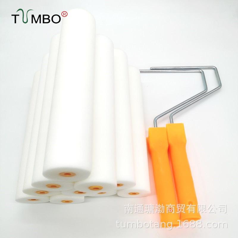 High-Density 9-Inch Oily Sponge Roller Brush, 50/70mm, Shed-Free, Solvent-Resistant. White; 1 50mm Sponge Head + 1 Reinforced Handle