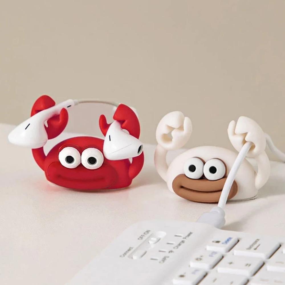 Silicone Self Adhesive Cartoon Crab Cable Clip Wire Holder Organizer for Desktop Data Cord Management Creative Stand Wire Puller
