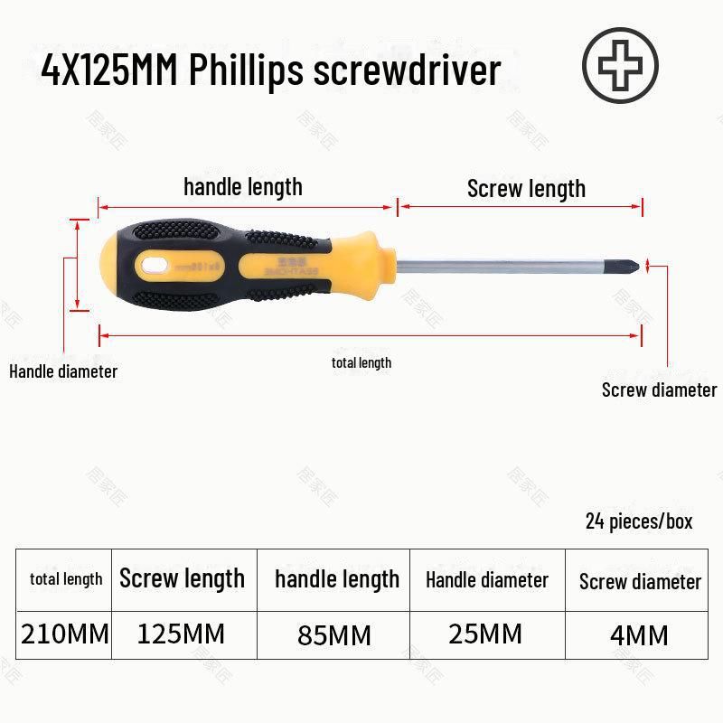 Industrial Grade Cross Flat Head Screwdriver Tool with Strong Magnetic Tip and Non-Slip Handle.