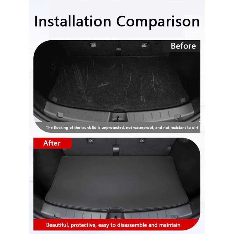For Tesla Model YL 6-Seater Rear Trunk Mat Leather Full Coverage Cargo Liner Anti Dirty Mat Seat Backrest Protective Pad Cover