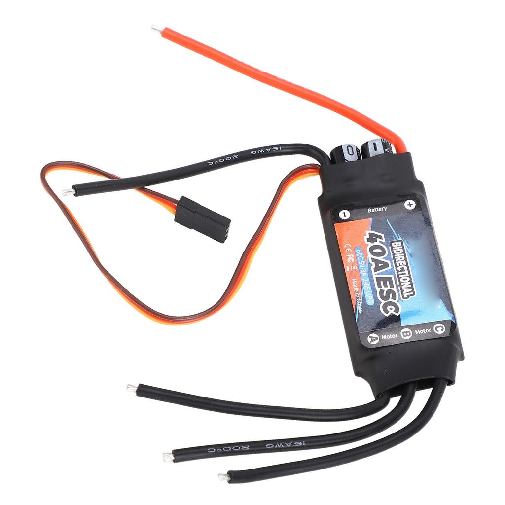 GTSKYTENRC Bidirectional 40A Brushless ESC 5V 3A BEC Brushless Motor 2‑6S Electric Speed Controller for RC Car Boat