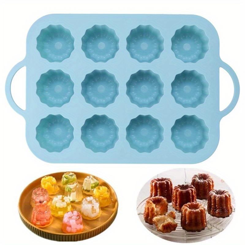 Canele Silikonform, 12-Kavitäten Mini Antihaft Canele Silikon Backkuchenform für Brot Muffin Spülmaschinenfest