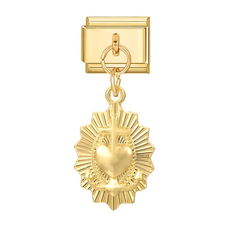 Butterfly Cat Paw Heart Shell Crown Gold Color Pendant Italian Charm Link Fit 9mm Bracelet Stainless Steel Women DIY Making Gift