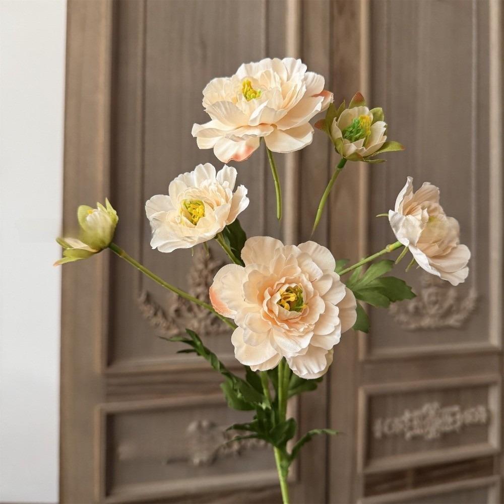 6 Heads Fake Flower with Buds Artificial Faux Plants Peony Artificial Flower  Wedding Decoration