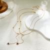 14K Gold Pentagram Oil Drop Pendant Necklace Stainless Steel Clavicle Chain Star Tassel Neck Chain Jewelry