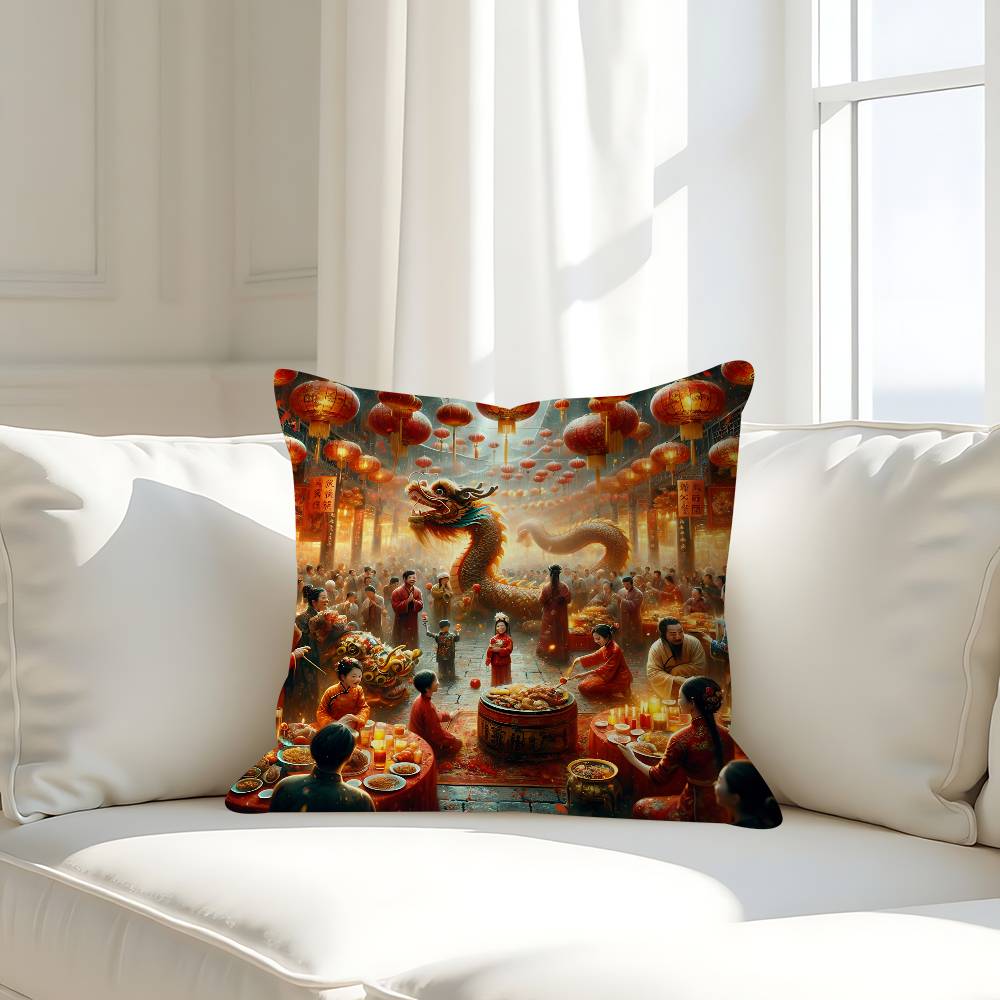 Art New Year Decorative Room Aesthetics Pillow Case Home Decor Bedroom Sofa Bed Couch Pillow Cover 45x45