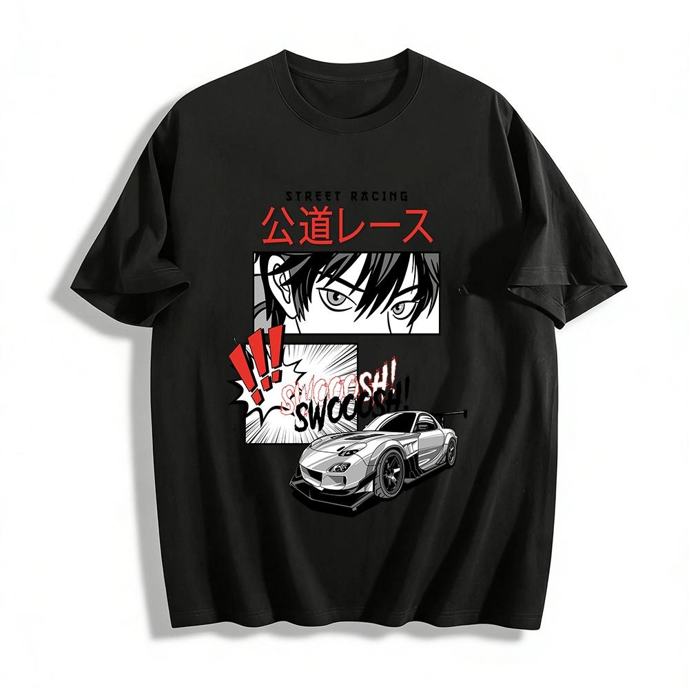 JDM Street Racing Manga Style Graphic Print Top Pure cotton T-shirt XXS