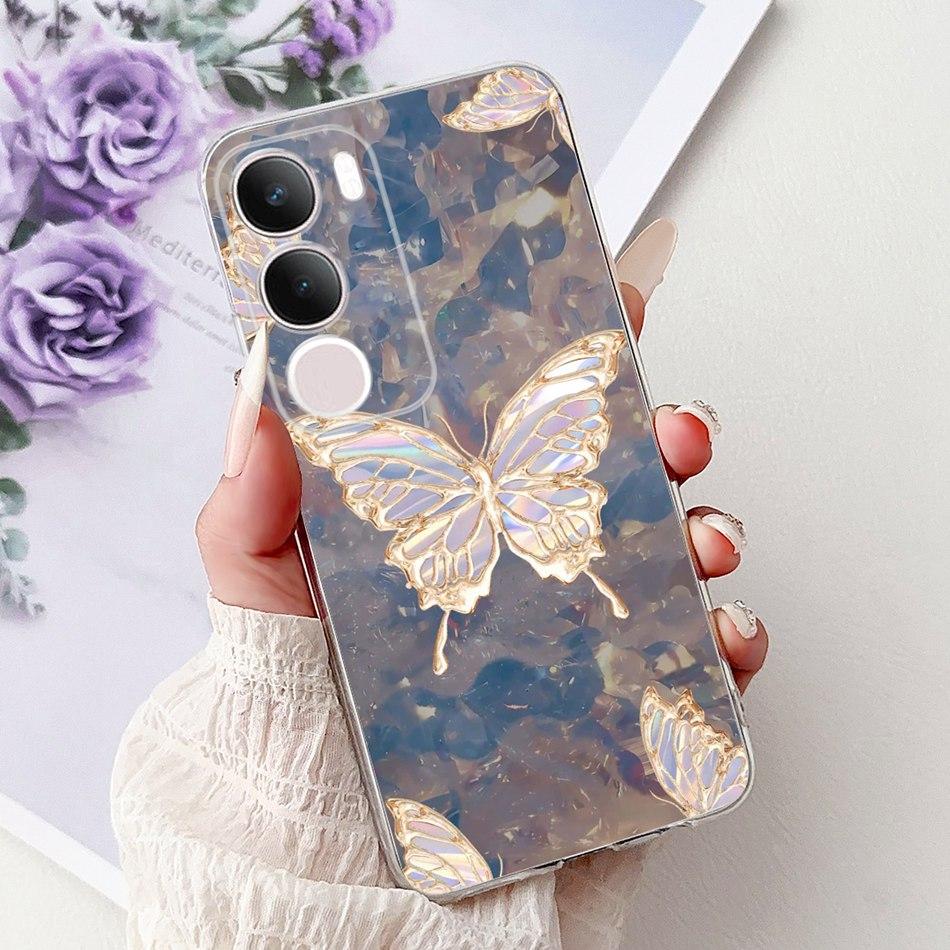 For Vivo Y19S V2419 Elegant Floral Butterfly Painting Phone Case For Vivo Y19s Y 19S 4G Soft Silicone TPU Cases