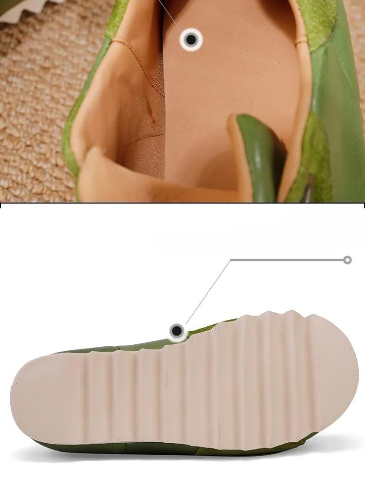 Johnature Genuine Leather Women's Shoes Casual Sports Lace-up Round Toe Versatile Flat Shoes