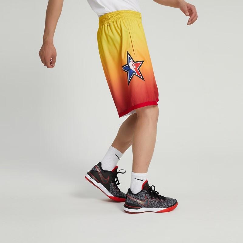 Nike x NBA Collaborative Dri-Fit Colorblock Graphic Print Drawstring Shorts Men bottoms Red DX6335-600