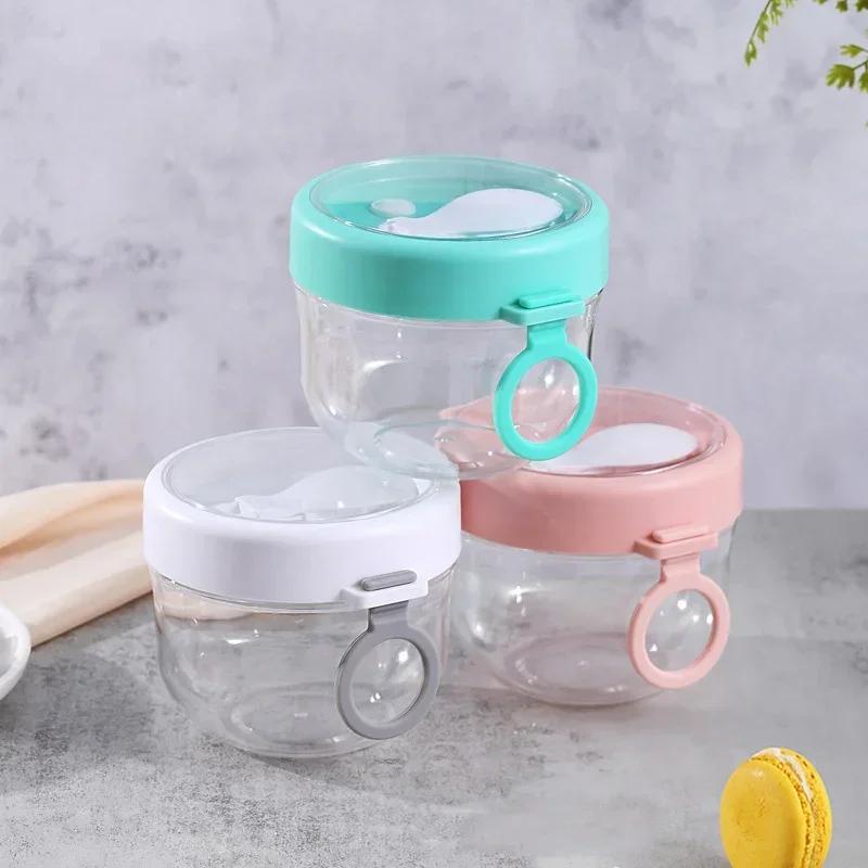 600ml Oatmeal Cup Salad Cup Airtight Lid Thickened with Spoon Food Storage Portable Overnight Yogurt Milk Salad Breakfast Jar