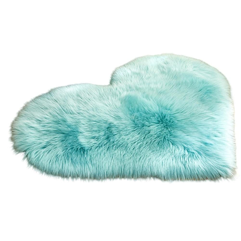 

Ковер для спальни Нескользящий коврик для пола Плюшевый ковер в форме сердца светло-синий