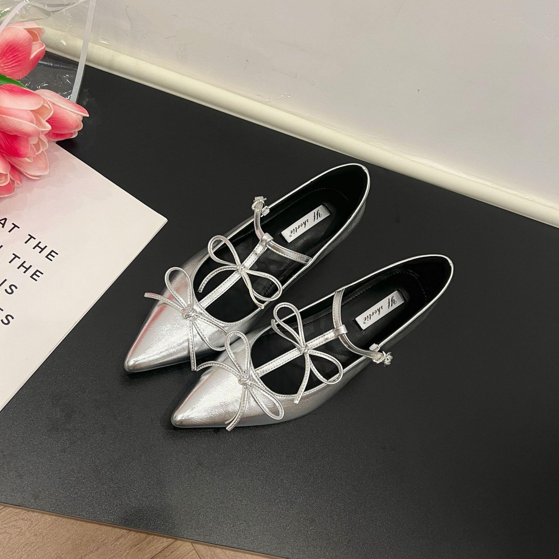 2025 Sweet Butterfly Mary Jane Flats Pointed Toe Height-Boosting Versatile Women s Shoes 34 3600₽