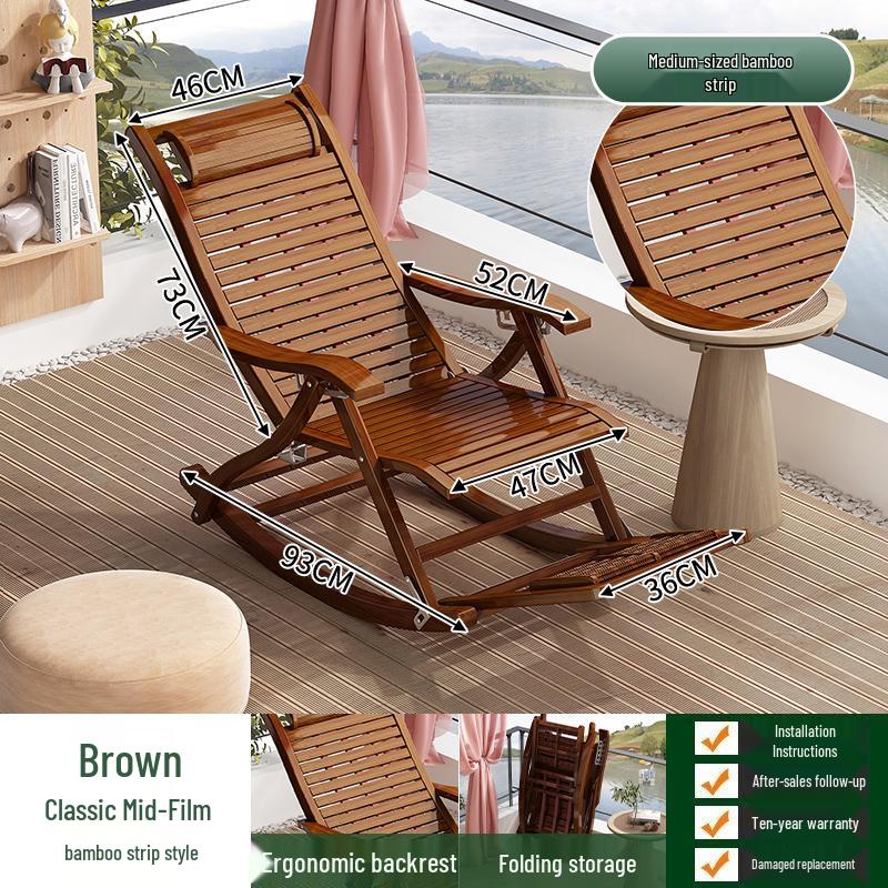 Bamboo Reclining Rocking Chair for Adults