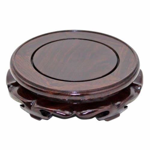 Round Wooden Flower Stand, Natural Ebony-Look Black Catalpa Wood, for Lotus Flowers, Buddha Statues, Display Shelves, Collectibles, and Bonsai (Size 3