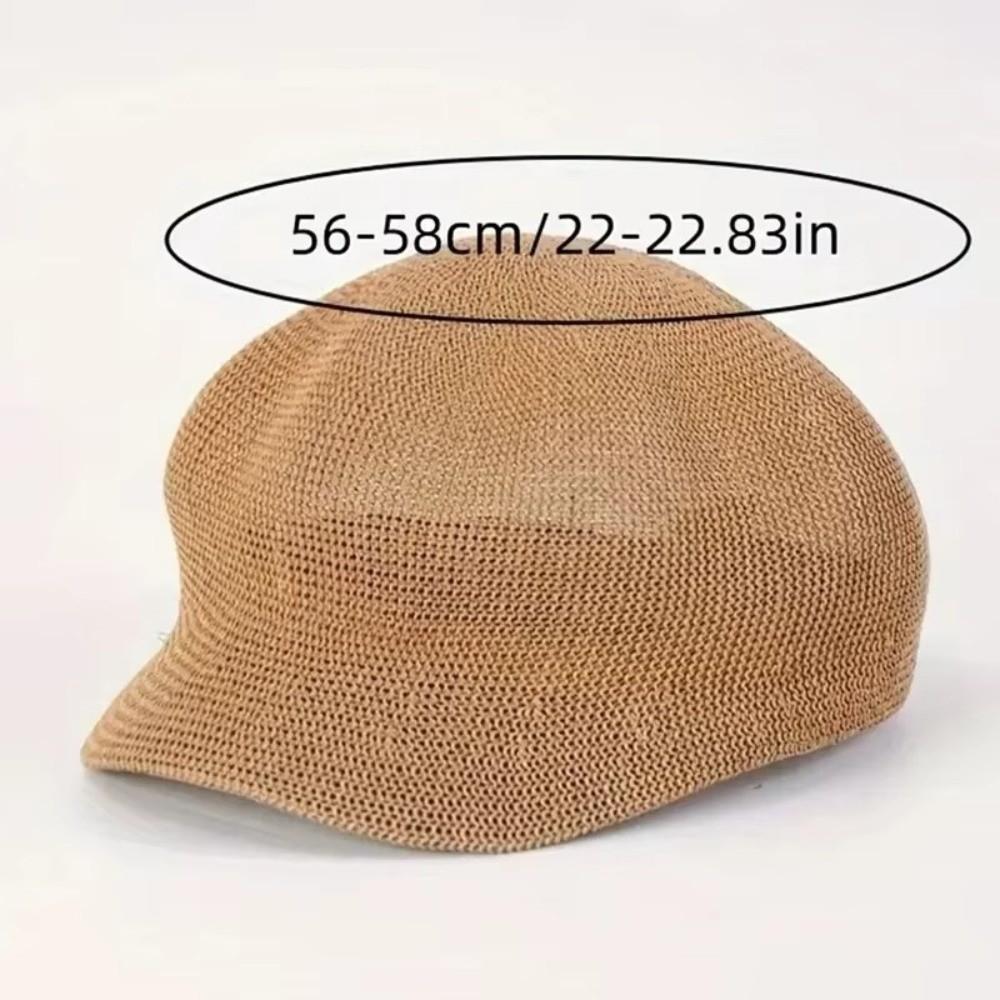 Elegant Solid Color Grass Beanie Cap Sunshade Grass Women Baseball Cap Peaked Hat Breathable Octagonal Cap Outdoor