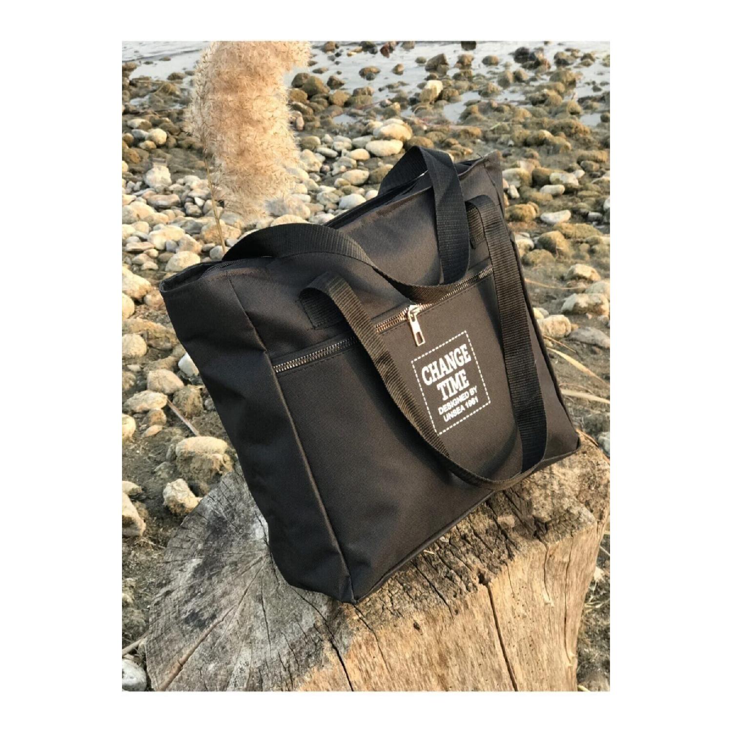 

Черная сумка через плечо с 2 отделениями чёрный