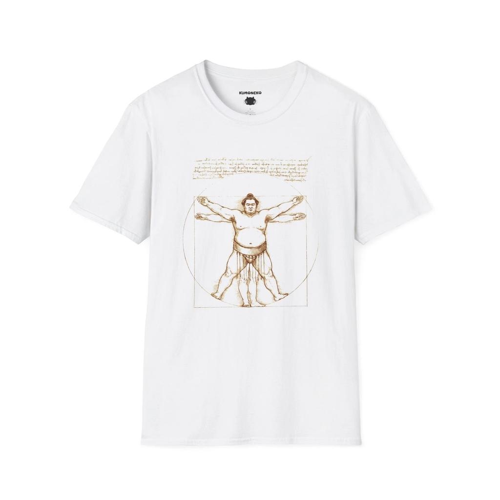 Vitruvian Sumo T-Shirt, Da Vinci Parody Art, Japanese Sumo Illustration