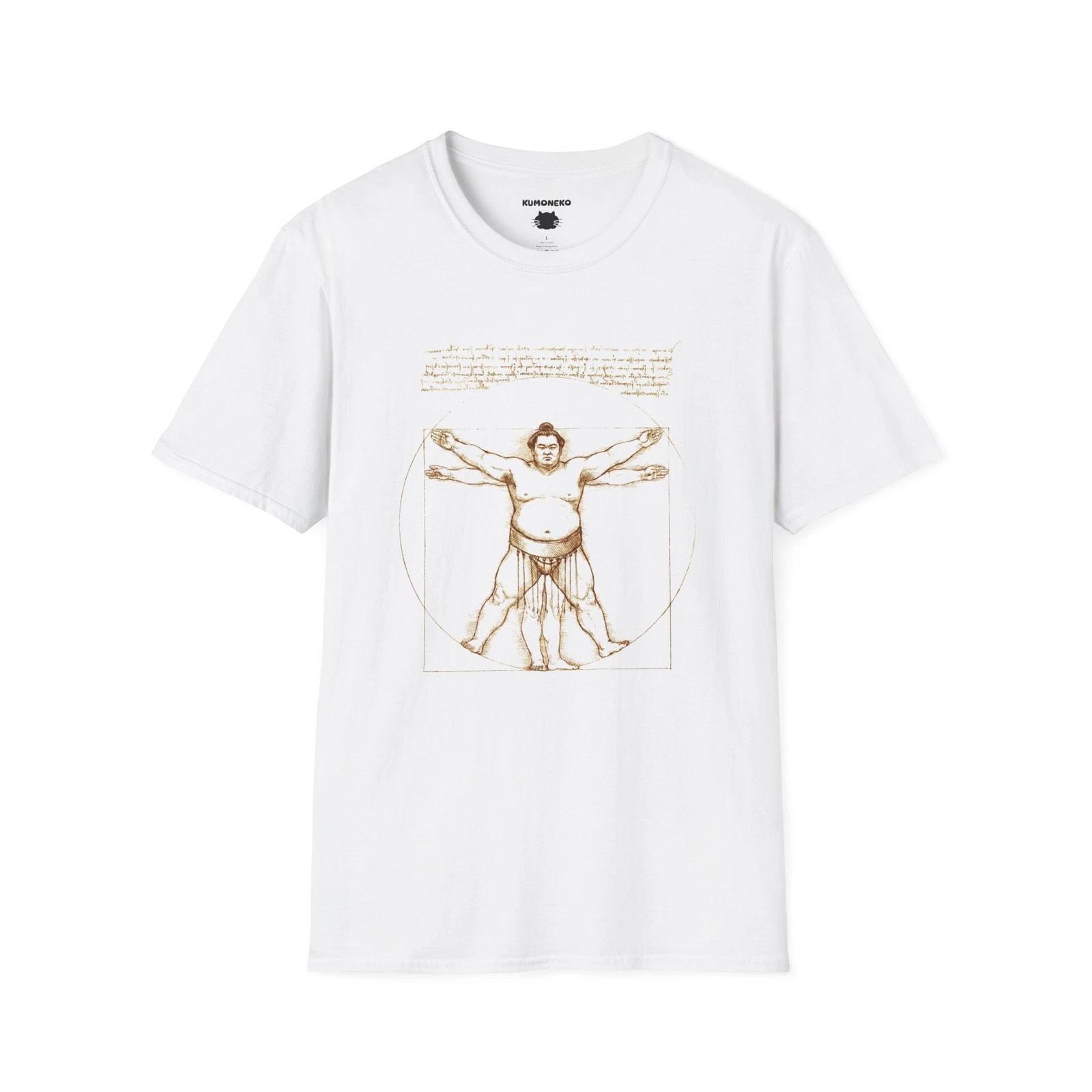 Vitruvian Sumo T-Shirt, Da Vinci Parody Art, Japanese Sumo Illustration M