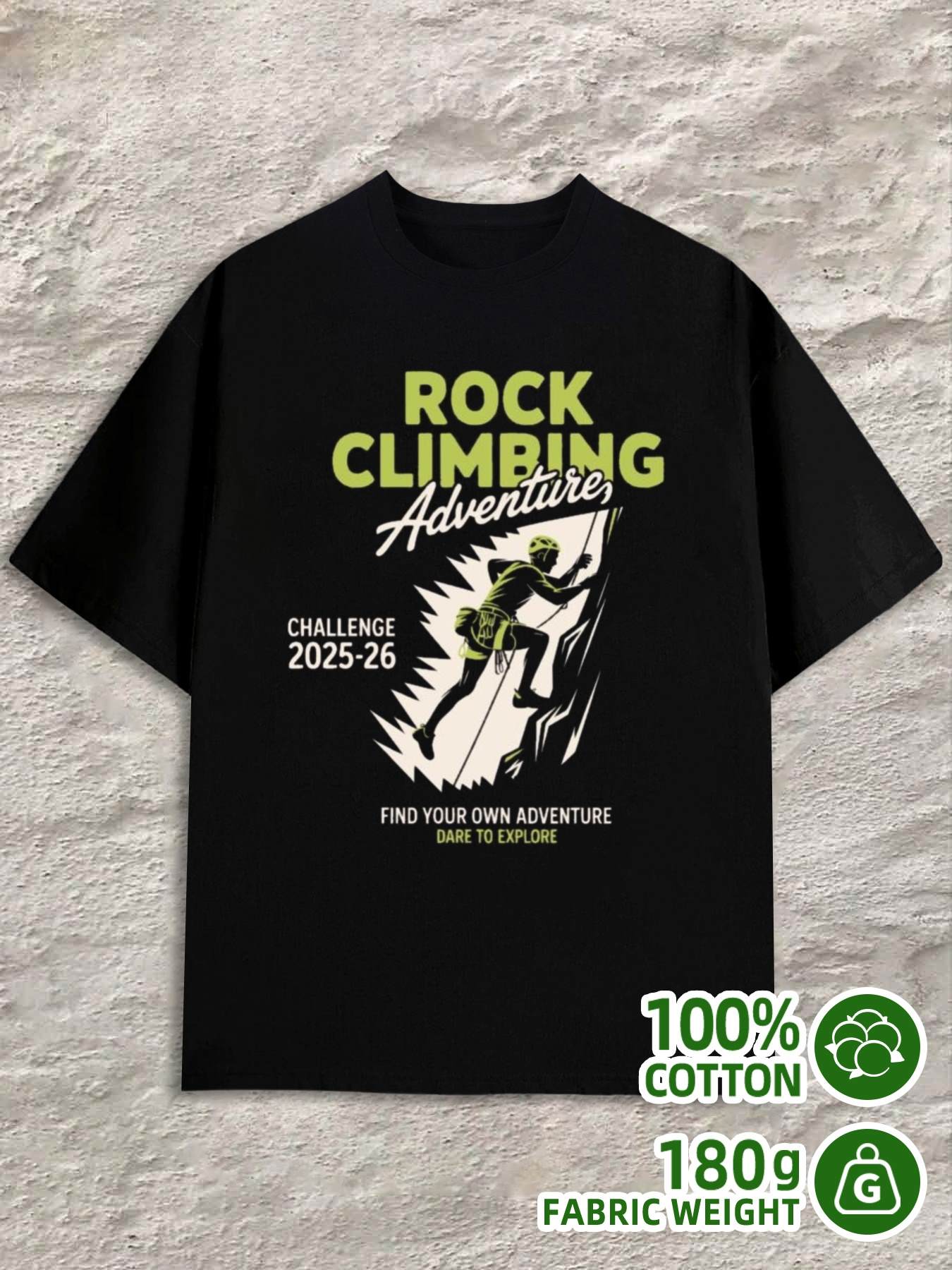T-Shirt Y2K 3xl Rock Climbing Adventure Black Regular Fit 4XL