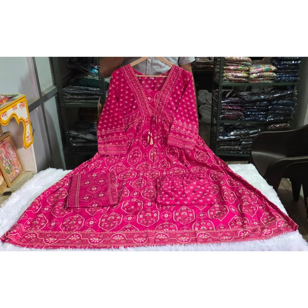 Premium Cotton Salwar Kameez Indian Pakistani Ethnic Anarkali Kurti Pant Set