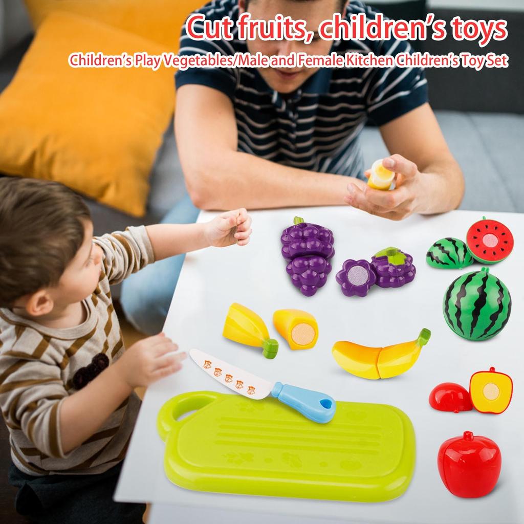 Kitchen Plastic Fruit Vegetable Food Pretend Reusable Role Play Cutting Set Kids Toys