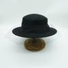 Foreign Trade French Retro Black Mesh Bow Flat Dome Woolen Top Hat Short Brim Versatile British Felt