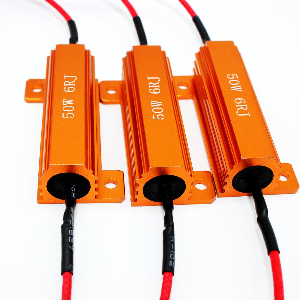 4Pcs 6PC 2PC 50W 6Ohm 6RJ for DC 12V Car Load Resistor Error Canceller LED Decoder Canbus Free Wiring Canceller Decoder Light