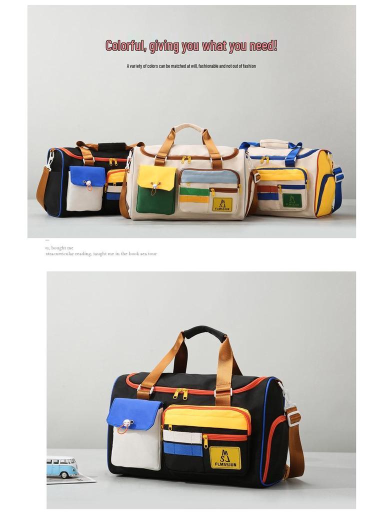 Color Block Casual Gym Bag - Large Capacity Women's Handbag & Men's Crossbody Travel Bag