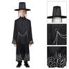 1 Set Black Hunter Costume Set Well-Crafted Traditional Clothing Role-playing Props Coat Trousers Hat Chain