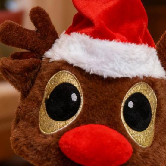 Yousheng Weihnachtsmannmütze Weiche Plüsch Weihnachtsmütze mit Licht-Ton-Show Elastisches Band Weihnachtsmütze Kostümzubehör Feiertagsparty Geschenk