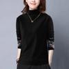 Vintage Ethnic Style Loose Half High Collar Long Sleeve Warm Base Top For Women