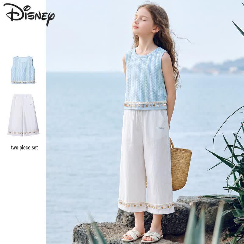 Disney Girls Summer Vacation Sleeveless Wide-Leg Pants Set 130