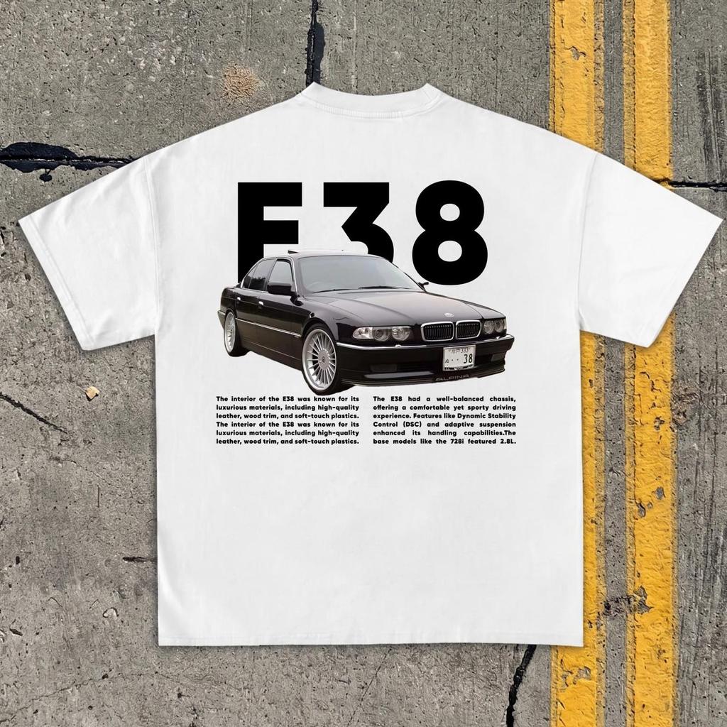 E38 Car Enthusiast Tee - Classic German Luxury Sedan Graphic T-Shirt - Retro Auto Apparel - Car Gift for Him