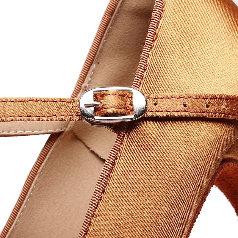 Satin Women Modern Dance Shoes Close Toe Waltz Latin Modern Tango Non-slip Breath Shoes for Girls Ladies Heeled 7.5CM