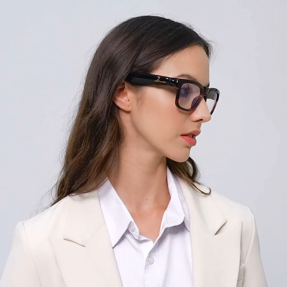 OhO Sunshine Smart Polarized Sunglasses with Bluetooth UV Voice Unisex Light Dimming Glasses, Speaker, Protection, Control, (Blue Lenses)