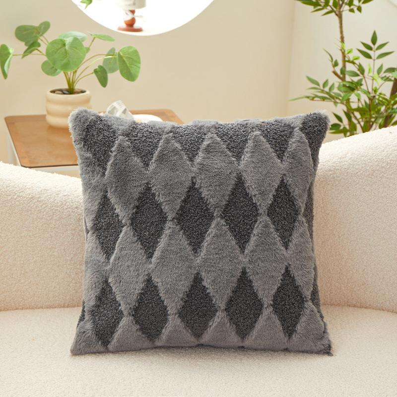 New Thai Rabbit Velvet Same Style Solid Color Plush Pillow Cover Square Cushion Leather