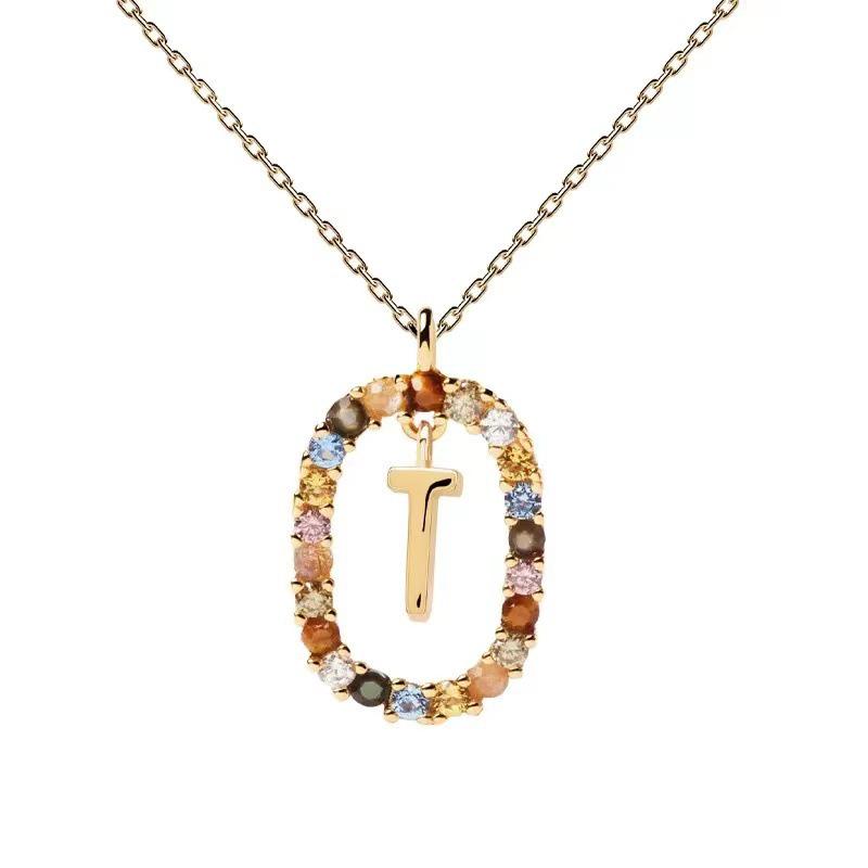 European & American Spanish Zircon Alphabet Necklace - Stylish Clavicle Chain Pendant