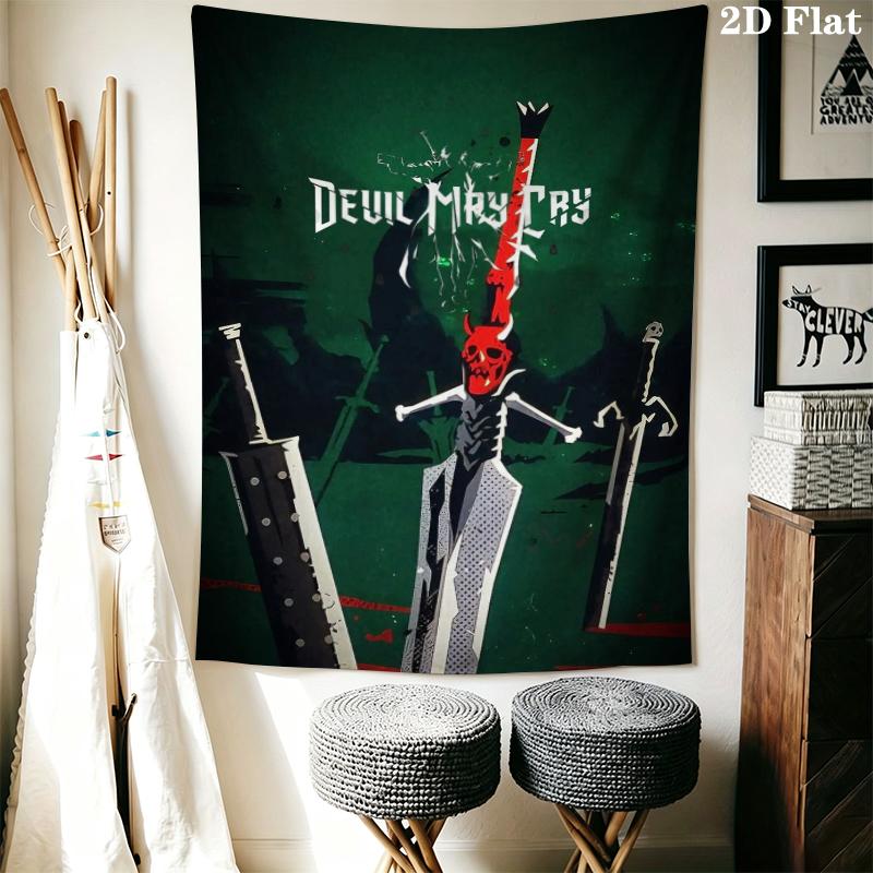 Devil May Cry Wall Tapestry Aesthetic Wall Hanging Printed Fabric Blanket Decorative Tapestries for Bedroom Living Room Home Decor