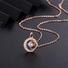 Sterling Silver Double Moon Companion Zircon Necklace Womens Elegant Versatile Clavicle Chain Fashion Jewelry Accessory